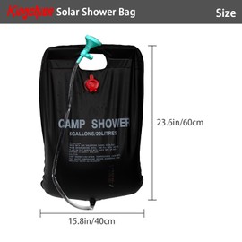 Kingshion 2 PCS Solar Shower Bag, 5Gallons/20L, Digital Thermometer, Portable Camping Shower Bag with Removable Hose, On-Off Switchable Shower Head for Camping Beach Swimming Outdoor Traveling Hiking