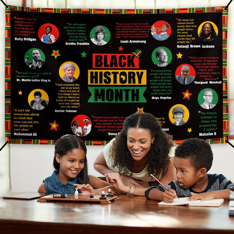 Black History Month Banner Pan African American Backdrop Sign Juneteenth