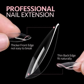 GAOY Short Almond Nail Tips, 240Pcs Soft Pre-shaped Acrylic Nail Tips, 12 Sizes Half Matte Full Cover Fake Press on Nails Tips, Nail Extension Tips