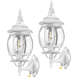 VIANIS White Dusk to Dawn Porch Light, Outdoor Sconces Wall Lighting Lantern, 100% Aluminum Outside Light Fixtures for House, Waterproof LED Exterior Garage Lights Wall Mount Lamp for Entrance 2-Pack