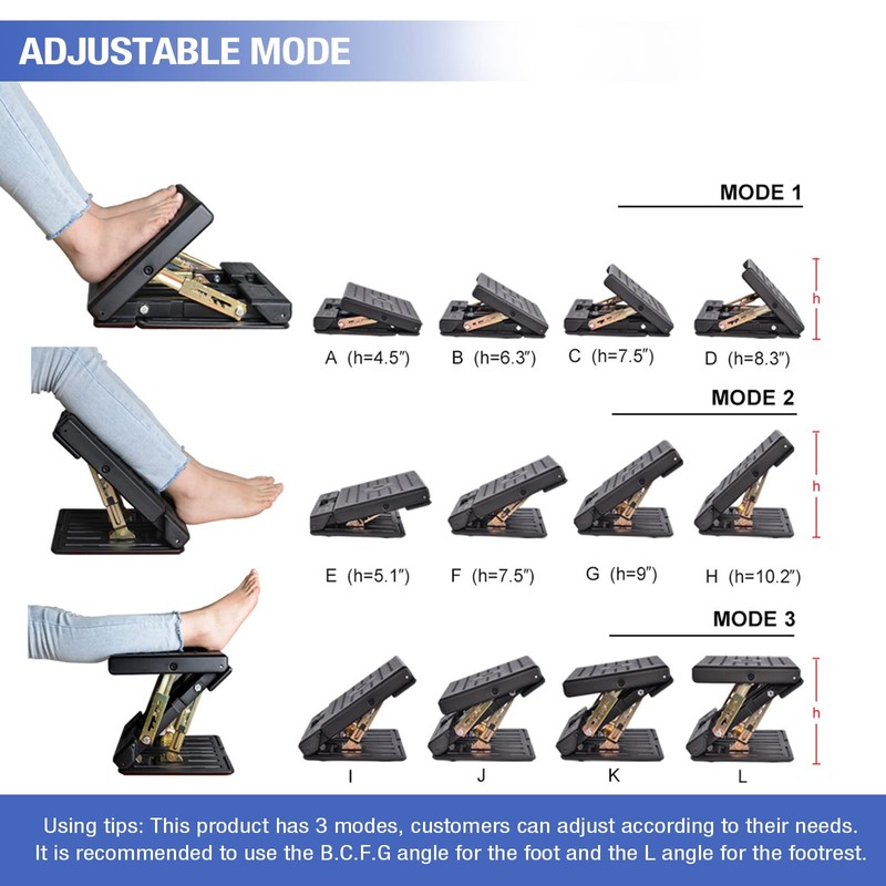 Leermart Foot Rest for Under Desk at Work 4-Level Height