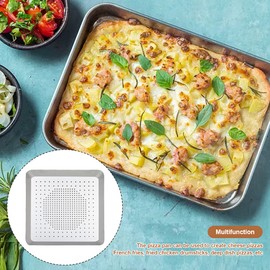 Square Pizza Pan for Oven,Nonstick Pizza Tray with Breathable Hole,Cooking Pizza Pan Heated Quickly,Pizza Bakeware for Cheese Pizza,French Fry,Fried Chicken
