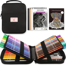 HIFORNY 80 Colored Pencils Set for Adults Coloring – 72 Colors Coloring Pencils with Extras,Artists Soft Core,Drawing Pencils Art Craft Supplies for Adults Beginners