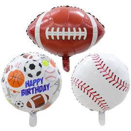 QYCX 6 Pcs Sports Balloons, Baseball Balloons Football Balloons Basketball Balloons Soccer Balloons Sports Foil Balloons for Boy Men Birthday Sports Themed Party Decorations (6 Pcs Sports Balloons)