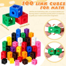 Jenaai 100 Pcs Linking Cubes Plastic Counting Cube Back to School Counting Block Snap Math Cube gift Math Manipulative for Homeschool Preschool Classroom Teacher Supplies Stem Activities