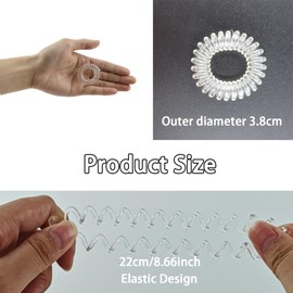 Spiral Hair Ties, 10 Pcs Waterproof Hair Ties, Clear Plastic Hair Coil No Damage, Beauty Spiral Hair Bands, Strong Hold Invisible Hairbands for Women Girls Hair Accessories (Clear)