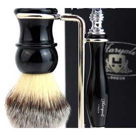 Vintage De Safety Razor Luxury Shaving Set with Synthetic Hair Brush, Steel Stand)