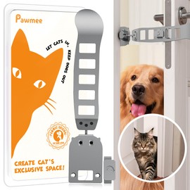 Pawmee Cat Door Latch Holder, Easiest to Install, Most Durable & Foldable Door Stoppers, 【5 Adjustable Sizes】 Keep Interior Door Cracked Open for Cat - Dog Proof Cat Feeding Station, No Wall Damage