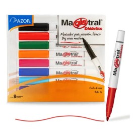 Azor Marcadores para Pizarrón Blanco 2mm - 8 Piezas - Multicolor