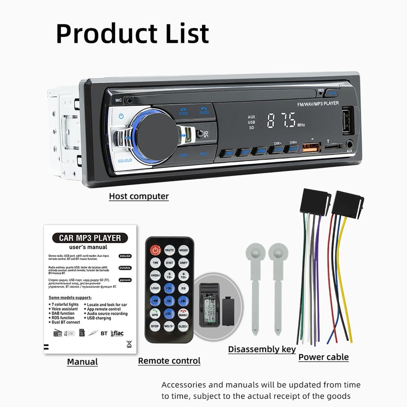 BONRYAN Car Radio Bluetooth Hands-Free Kit for MP3 Player USB