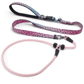 COSOWO Slip Lead Dog Leash with Dual Handles No-Pull Reflective Training Leash with 360° Tangle-Free Swivel Heavy-Duty Design for Small, Medium & Large Dogs Comfort-Grip for Secure Walking,Pink