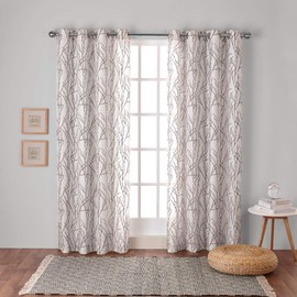 Exclusive Home Curtains Branches Linen Blend Window Curtain Panel Pair with Grommet Top, 54x84, Natural, 2 Count