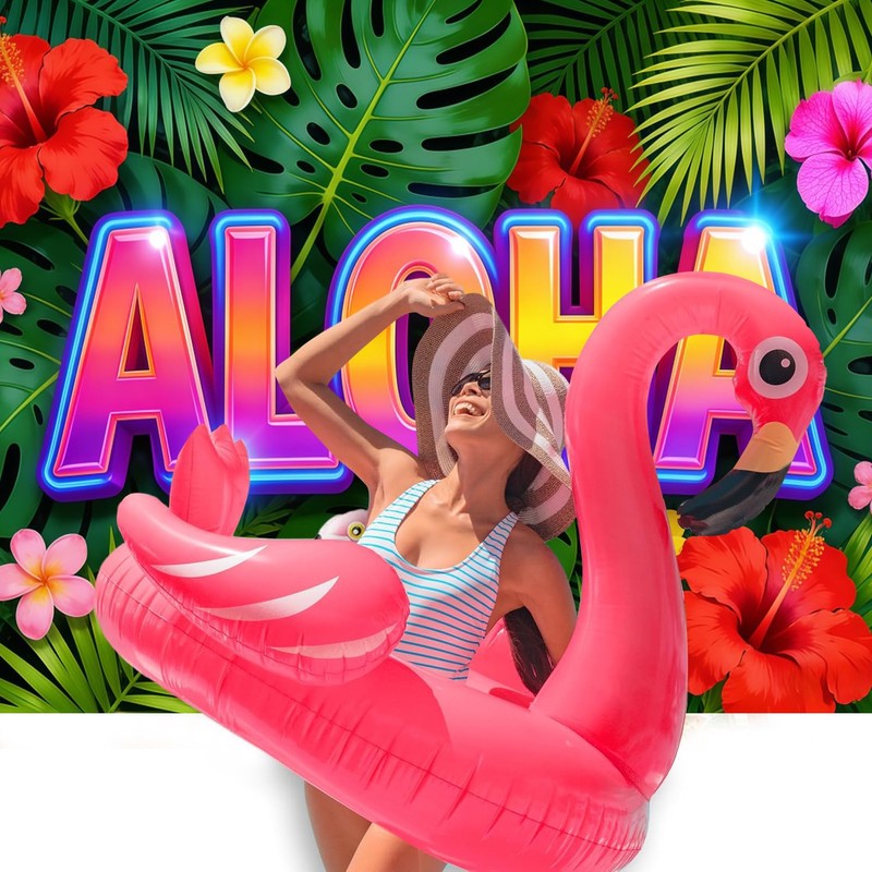 7x5ft Aloha Backdrop Hawaiian Luau Tropical Theme Party Photography Background