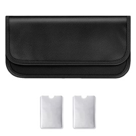 1Pcs Car Key Signal Blocker Pouch, Keyless Car Key Signal Blocker Pouch, Car Key Signal Blocker, Key Protector Signal Blocker Pouch, Black Car Key Pouch with 2 Card Sets, for Phone, Key, Card(20*10cm)