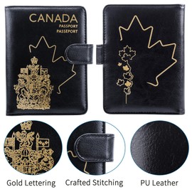 RFID Blocking Passport Holder, Premium PU Leather Travel Wallet Passport Cover Case, Travel Essentials for Flying，Black