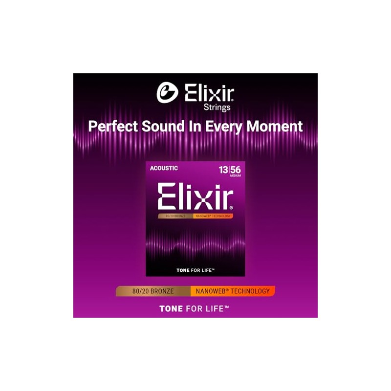 Elixir, cuerdas de bronce para guitarra acústica 80/20 con recubrimiento