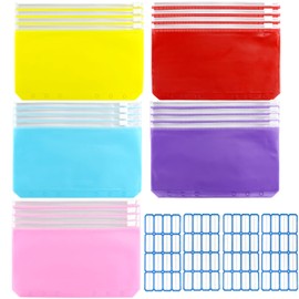 Binder Bags A6 20 Pieces 6 Holes Binder Pockets Plastic Binder Pockets Loose Leaf Bags Waterproof PVC Transparent Loose Leaf Bags for Budget Envelopes Planner Notebook Cards
