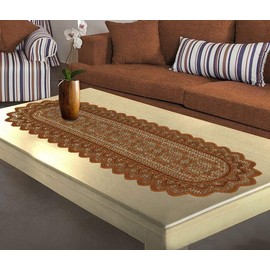 MforStyle Table Runner Lace White or Brown or Antique Gold (C - Brown)