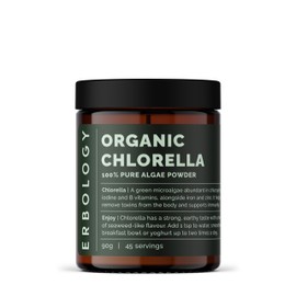 Erbology Organic Chlorella Powder 90g - 45 Servings - Sustainably Sourced in Spain - Body Cleansing and Immunity Support - Rich in Chlorophyll, B Vitamins, Iron and Phosphorus - Vegan - GMO-Free