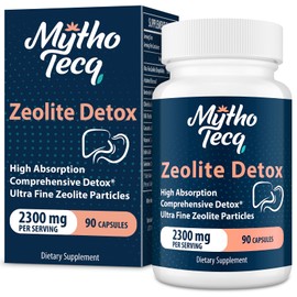 2300 MG Zeolite Detox Capsules - Activated Charcoal & Bentonite Clay, Highly Absorbable Full Body, Liver & Gut Cleanse, Zeolite Clinoptilolite（90 Capsules）