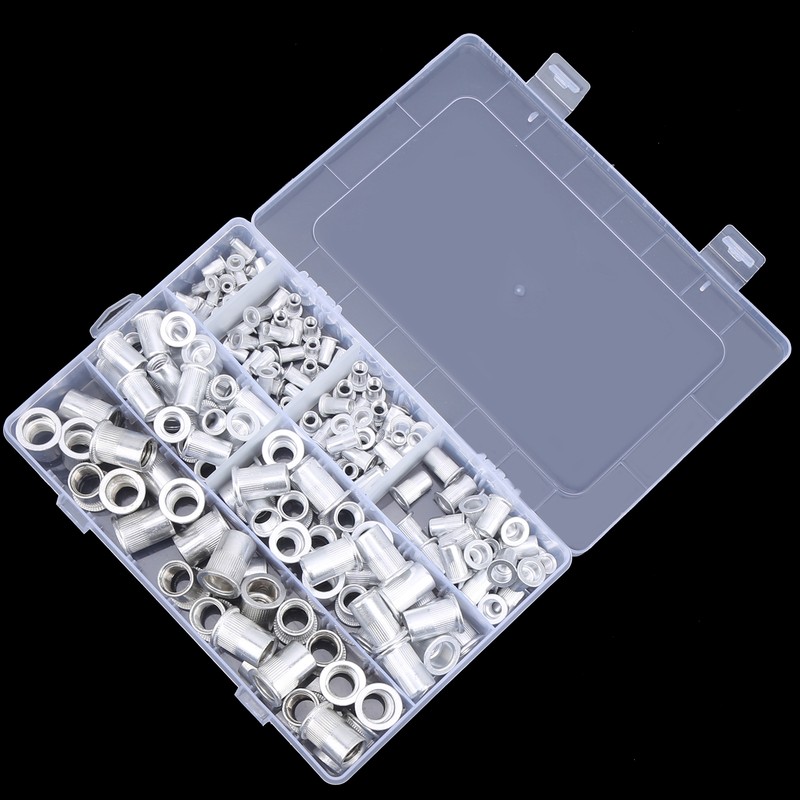 175pcs Rivet Nut Set Flat Head Aluminium Nutsert Assortment with