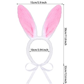 Easter Dog Bunny Ears Headband Plush Rabbit Ear Headband for Pet Holiday Party Funny Costume Accessories (White-Pink)