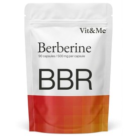 Berberine HCL 98% 500mg-1500mg Daily, 90 Vegan Capsules, UK Tested, Vit&Me | Berberis aristata source, flexible 1 to 3 a day, up to 3 month supply, non-GMO, gluten free, no fillers or binders