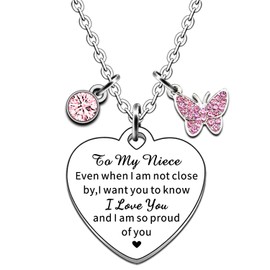 JMIMO Niece Necklace Charm Niece Birthday Gifts Niece Graduation Christmas Gifts from Auntie Uncle NieceI Love You And I Am So Proud Of You Presents