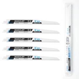 MUOZLOP 12 inch 5 Pack Reciprocating Saw Blades Set，8+10TPI High Carbon Saw Blades，Metal Saw Blades (5, 8+10TPI 300mm)