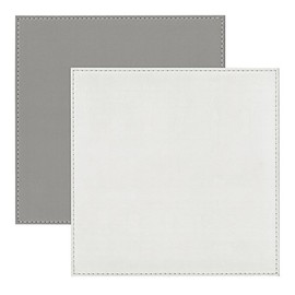 I Style Reversible Faux Leather Placemats with Border Stitch, White/Grey, 25 x 25 x 2.5 cm