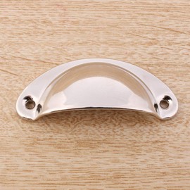 12pcs Shell Cup Handles Chrome Iron Half Moon Vintage Cupboard Door Drawer Cabinet Cupped Handles Pull Knobs 8.1cmx3.2cm with Screws (Silver)