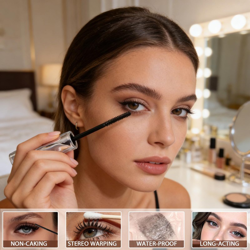 3Pcs Tubing Mascara Eyelash Primer, Waterproof Quick Drying Curling Mascara,
