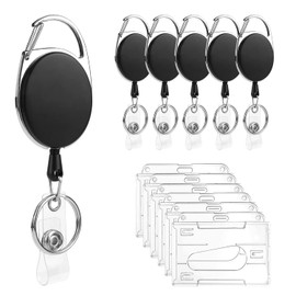 ID Yo-Yo Pack of 6 Retractable Key Fob with Belt Clip Spools Card Case Hard Plastic with ID Card Holder for ID Badge Holder & Card Holder