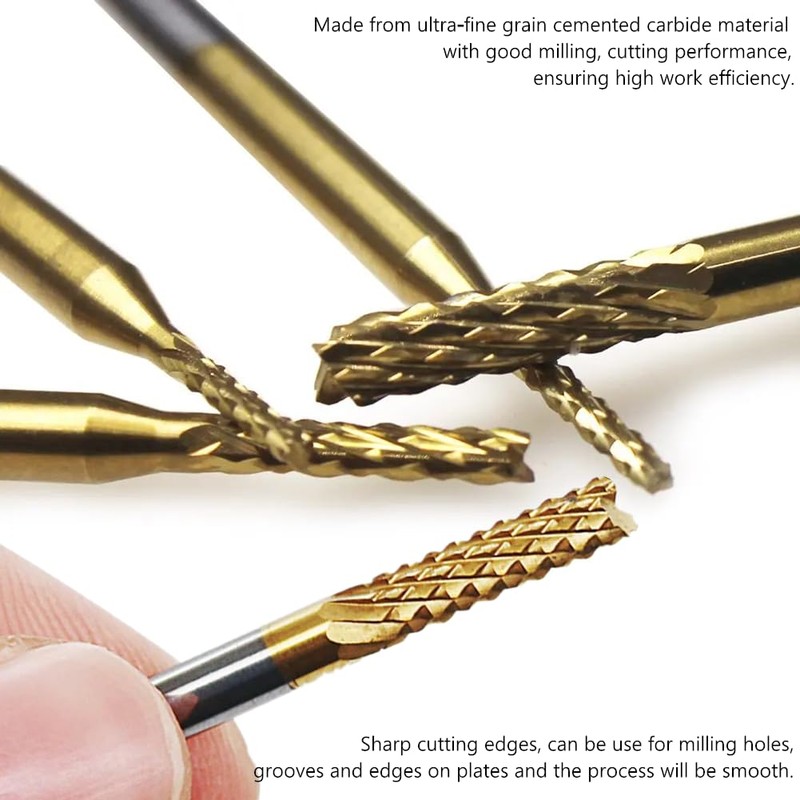 10 Pieces Titanium Coated End Mill Carbide CNC Cutter Tools