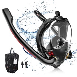 dellyy Snorkel Mask for Adults and Children, Diving Mask, Full Mask with Snorkel, CO2 Safe, Adult Snorkel Set, for Open Water (L/XL)
