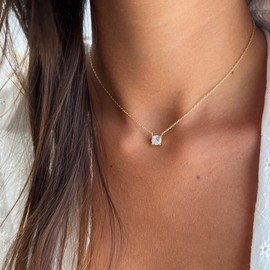 Dabovos 18K Gold Plated Cubic Zirconia Necklaces for Women Trendy Layered Round CZ Twisted Chain Necklaces Y-Shaped Diamond Solitaire Lariat Necklaces Dainty Bridal Wedding Jewelry Gifts