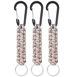 M METERXITY 3-Pack Braided Paracord Keychain with Clips, 6.7 Inch Paracord Lanyard Clips Durable Hanger Hook for Backpacks Water Bottle for Camping/Hiking/Fishing/Traveling [Desert Camouflage]