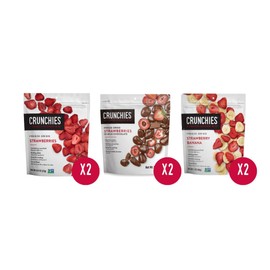 Crunchies Freeze-Dried Fruits, 100% All Natural Crispy Fruit, Non GMO and Kosher, Resealable Freeze Dried Fruit Snack Packs, Pack of 6 (Strawberry Lovers Variety Pack)