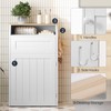 YATINEY Trash Cabinet, Freestanding Trash Can Cabinet, Wooden Recycling with