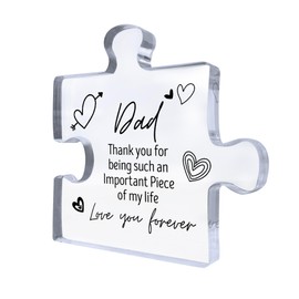 RED OCEAN Fathers Day for Dad Who Has Everything Puzzle Shaped Acrylic Plaque Dad Gifts from Daughter Daddy Presents from Son Father's Day Birthday Christmas Ideas