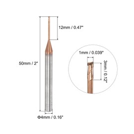 sourcing map Square Nose End Mill, 1mm Solid Carbide AlTiSin Coated Long Reach CNC Router Bits 2 Flutes Milling Cutter with Extended Neck, 12mm Cutting Length 4mm Shank