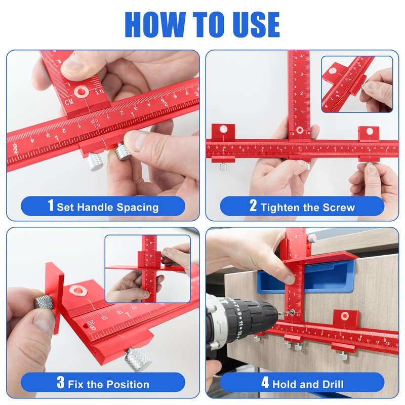 Cabinet Hardware Jig,Aluminum Alloy Cabinet Door Handle Jig for Handles