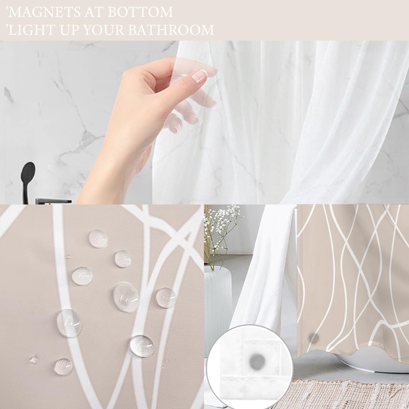 Tititex No Hooks Snap in Liner Abstract Curve Lines Cream