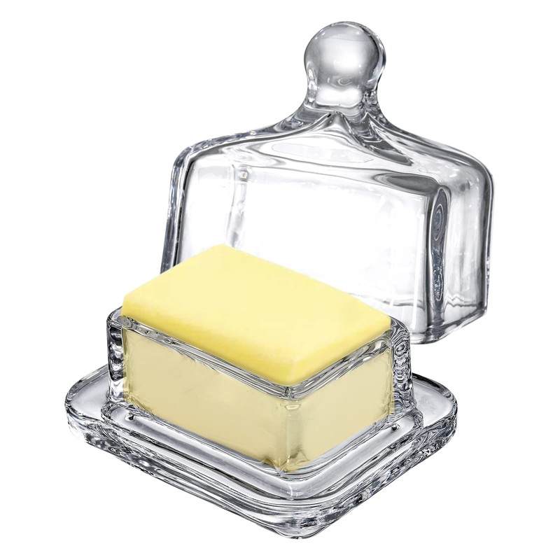 Dicunoy 2 Pack Glass Butter Dishes with Lids, Mini Butter