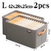 Foldable Fabric Clothes Storage Box with Handle, Gray Wardrobe Organizer