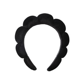 Diadema de terciopelo de toalla POOST en negro, diseño sencillo para uso diario en casa