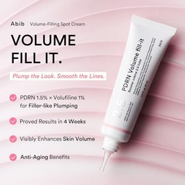 Abib PDRN Volume fill-it Booster Cream 2.5 tubo | Volumen facial con PDRN 15,000 ppm péptidos retinal | Para frente, líneas de sonrisa y arrugas del cuello | Reafirmante antienvejecimiento | 1.01 onzas líquidas