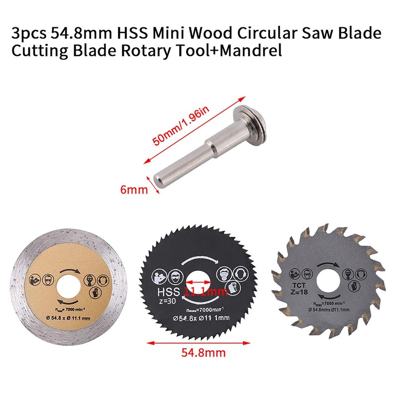 3pcs 54.8 mm HSS Mini Circular Saw Blade Cutting Discs
