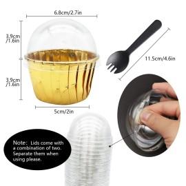 Free-Air Gold Cupcake Liners with Lids 100Pack,Free-A