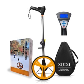 XIJIXI Measuring Wheel Digital Display,Folding Portable Distance Measurement Wheel,12.5”Diameter Wheel,Carrying With cloth backpack(Yellow）